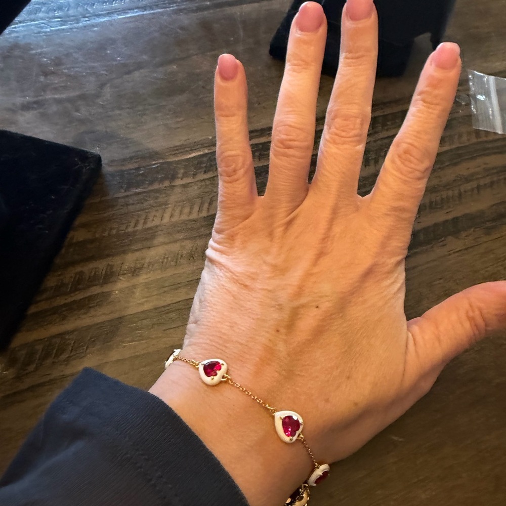 kate spade Gold Necklace with Pink Heart Stones - Picture 6 of 7